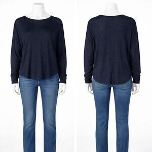 rag & bone Navy Slub Knit Long Sleeve Tee sweater Women's S |Minimalist Basic